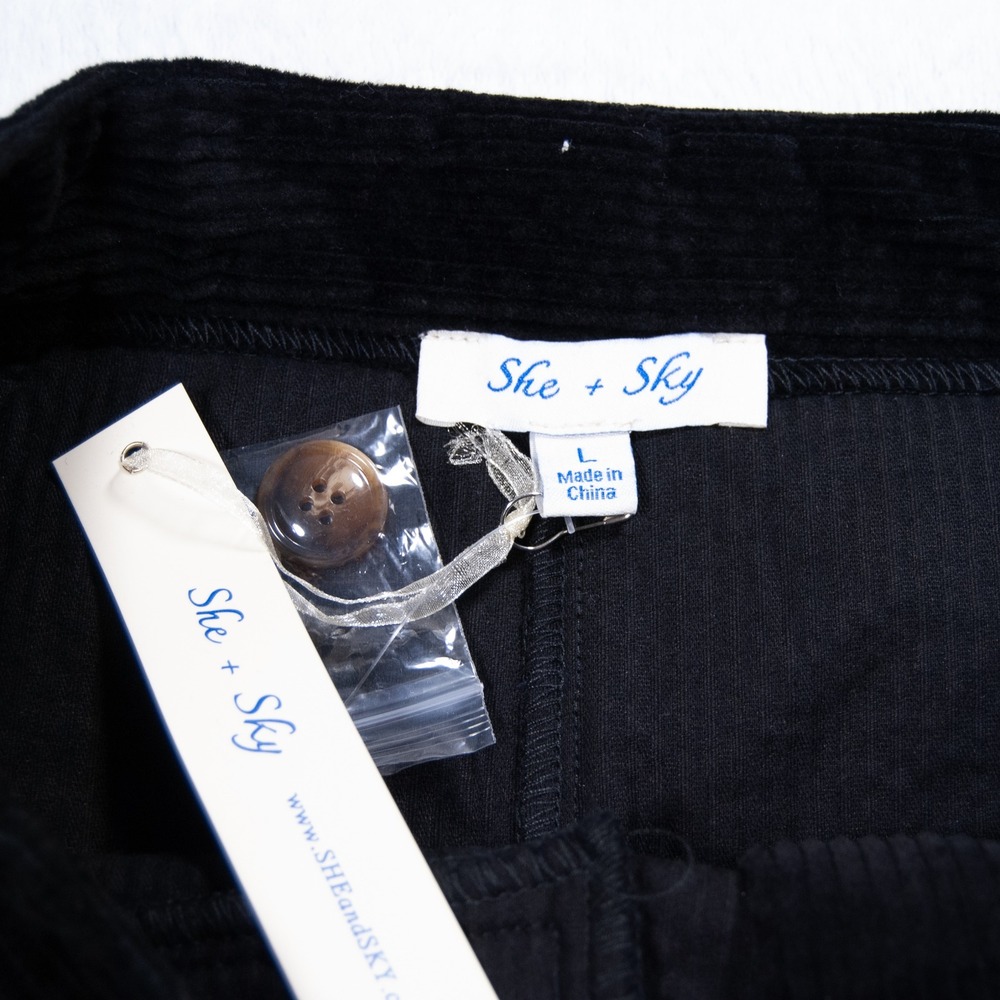 She Sky Black Corduroy Button Front A Line Mini Skirt Women's Size L - Picture 3 of 9
